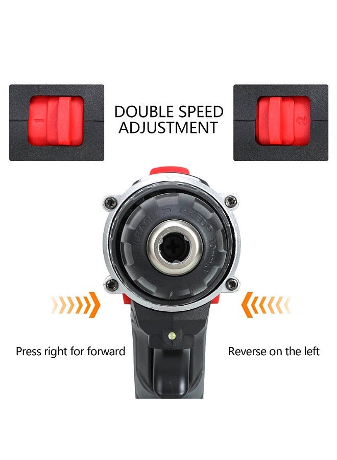 Cordless Electric Drill Kit - 48V Impact Drill with 2 Batteries - Rechargeable Screw Driver - Multifunctional Hammer Drill - Home Tool Kit