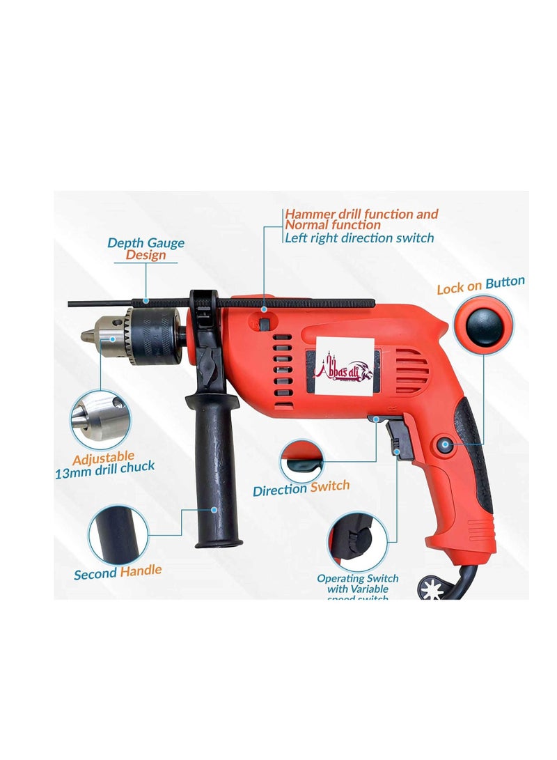 13mm Impact Drill Machine Reversible Hammer Driver Variable Speed Screwdriver