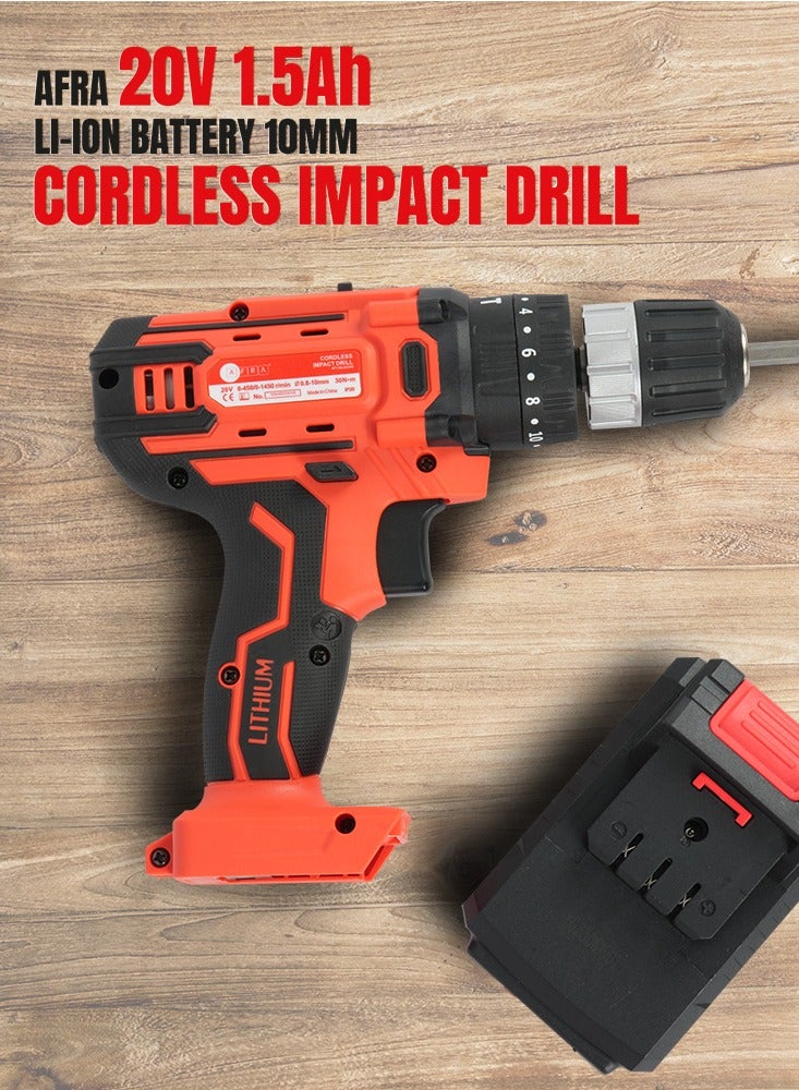 Afra 20V 1.5Ah Li-Ion Battery 10Mm Cordless Impact Drill