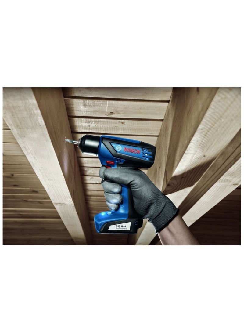 Bosch GSR 1000 Cordless Drill Driver + Screwdriver Bits - 06019F40L1