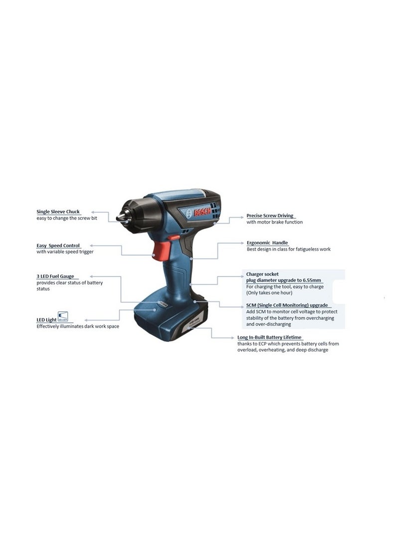 Bosch GSR 1000 Cordless Drill Driver + Screwdriver Bits - 06019F40L1