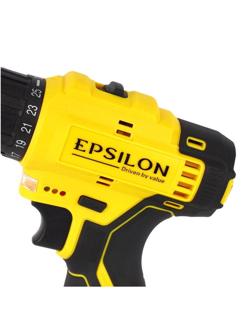 Epsilon 16.8 V Cordless Drill- EPSCD1558/ 10 mm Hole Diameter, 26 Nm Maximum Torque, Perfect for Home and Business, No Load Speed 0-1400 RPM, Comfortable Grip