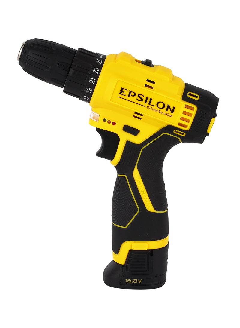 Epsilon 16.8 V Cordless Drill- EPSCD1558/ 10 mm Hole Diameter, 26 Nm Maximum Torque, Perfect for Home and Business, No Load Speed 0-1400 RPM, Comfortable Grip