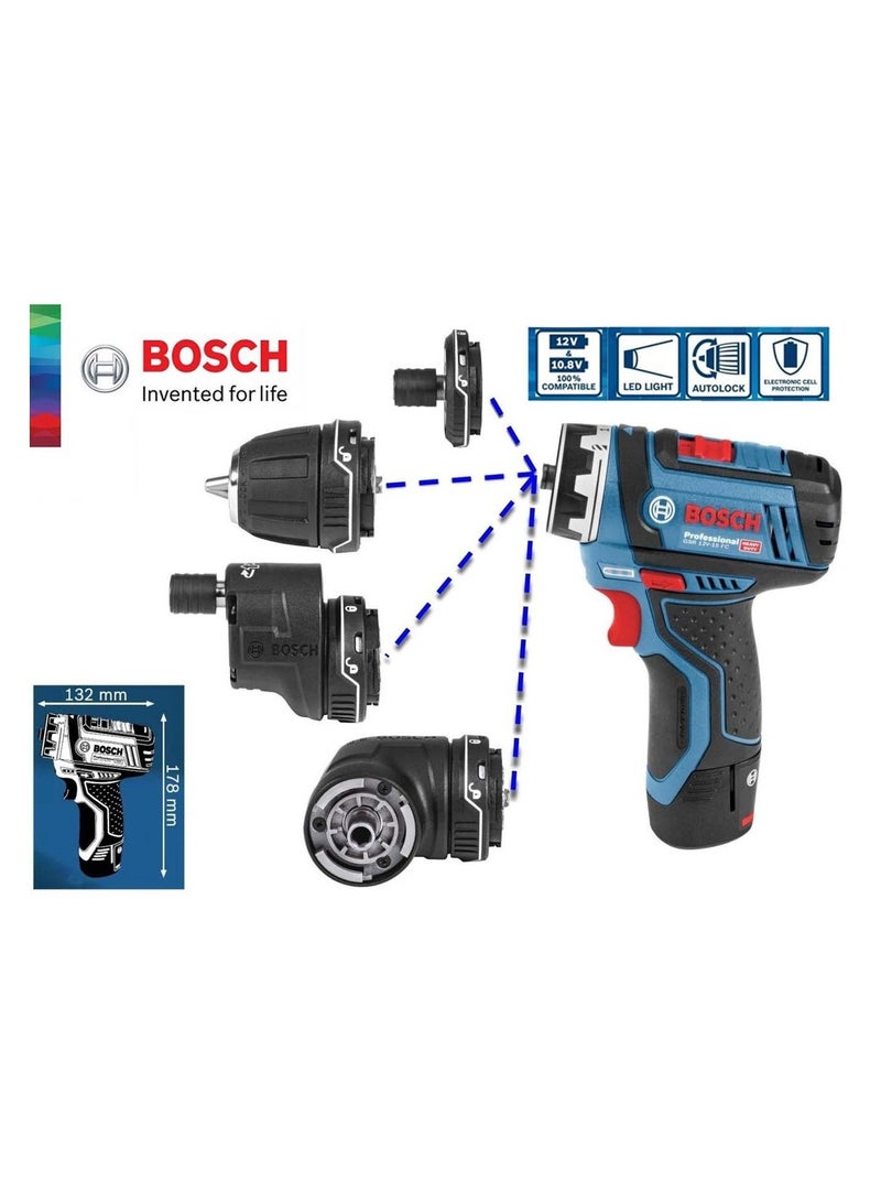 BOSCH GSR 12V-15 FC FlexiClick 5-In-1 System Cordless Drill Driver 12V