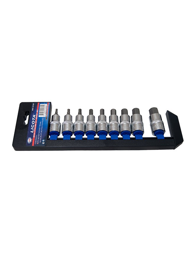 9 Piece Hex/Bit Socket Set Silver 31.2x102.9cm