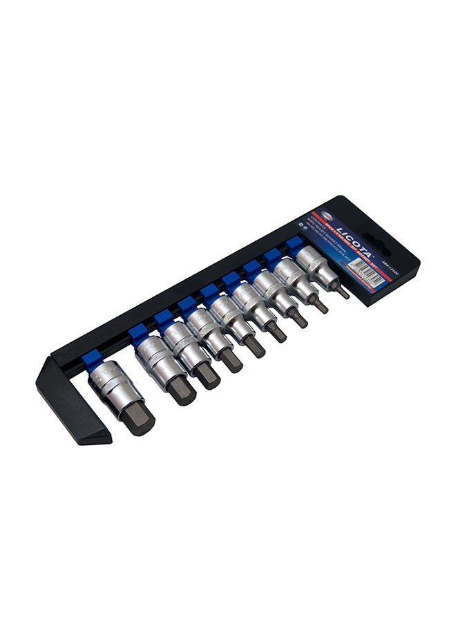 9 Piece Hex/Bit Socket Set Silver 31.2x102.9cm