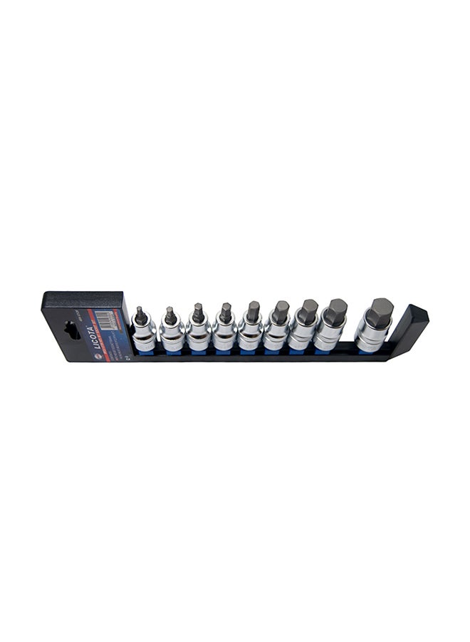 9 Piece Hex/Bit Socket Set Silver 31.2x102.9cm