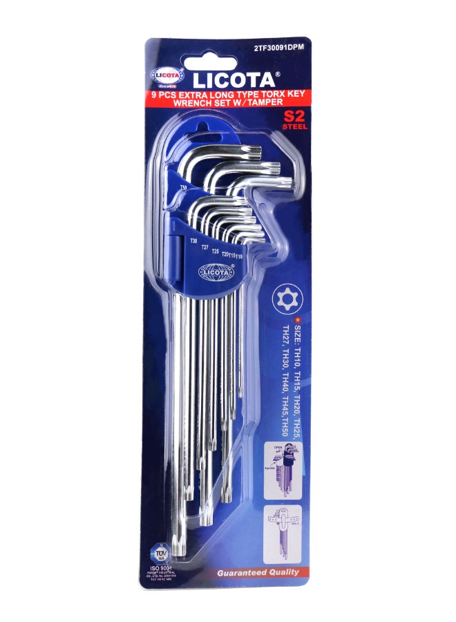 9-Piece Angular Extra-Long Tork Set Silver/Blue