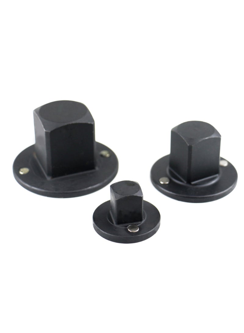 3-Piece Magnetic Flat Type Adaptor Driver Set Black 12x10x15cm