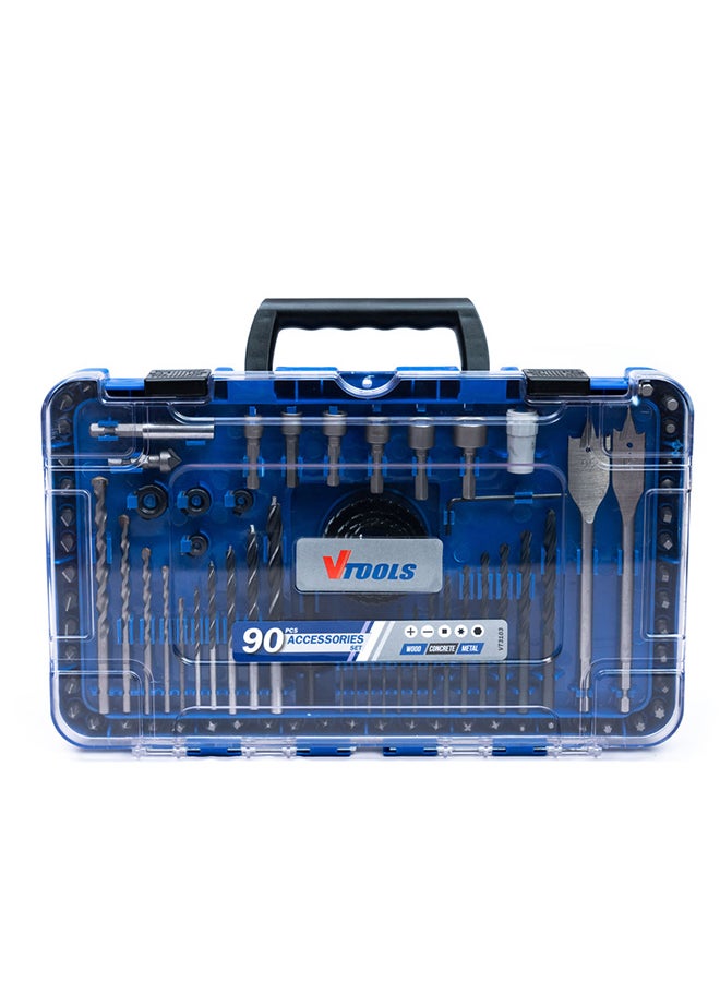 90-Piece Drill Bit Set With HSS Bits And Storage Case Blue 1.36kg