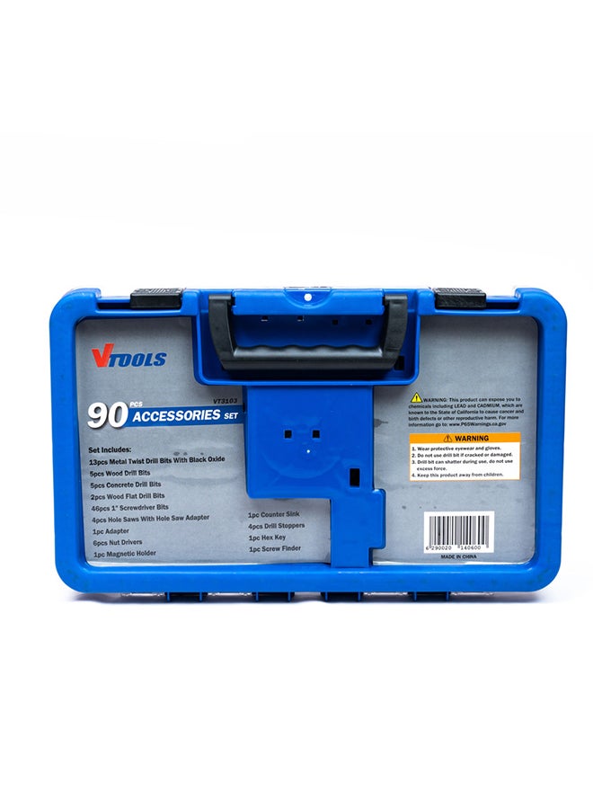 90-Piece Drill Bit Set With HSS Bits And Storage Case Blue 1.36kg