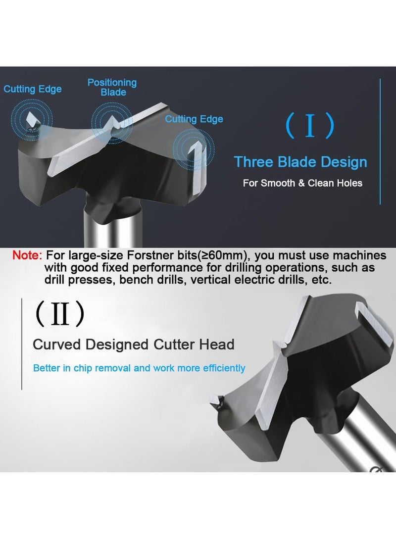 SYOSI Carbide Forstner Drill Bit, 3Inch Carbide Tipped Forstner Drill Bit, Wood Drilling bit Set Woodworking Hinge Cutter Tool Kits for Wood Plastic Plywood