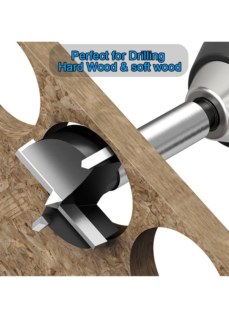 SYOSI Carbide Forstner Drill Bit, 3Inch Carbide Tipped Forstner Drill Bit, Wood Drilling bit Set Woodworking Hinge Cutter Tool Kits for Wood Plastic Plywood