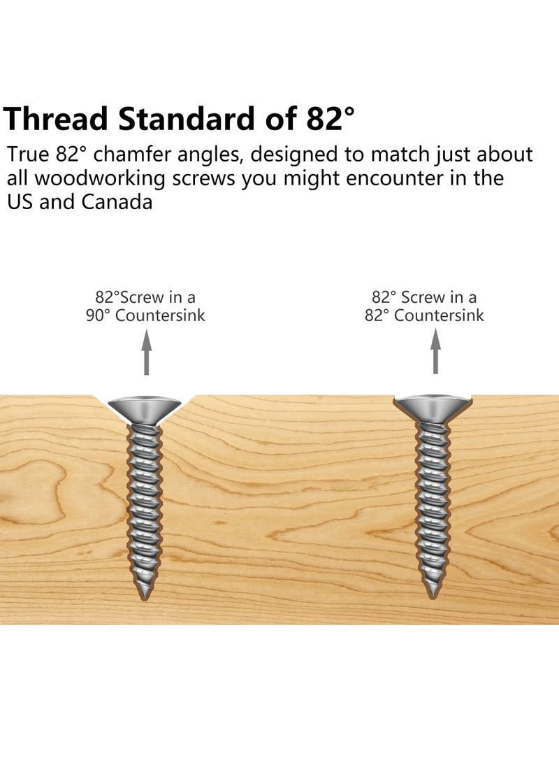 82°Countersink Drill Bit, SYOSI 5Pcs Free Replaceable HSS Drill Bits for Wood 3/8