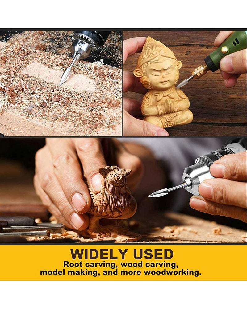 Wood Carving Drill and Tools Universal Accessories, White Steel Bit Rotary Grinding Tool for Crafts, DIY, Carving, Drilling (5 Pcs)