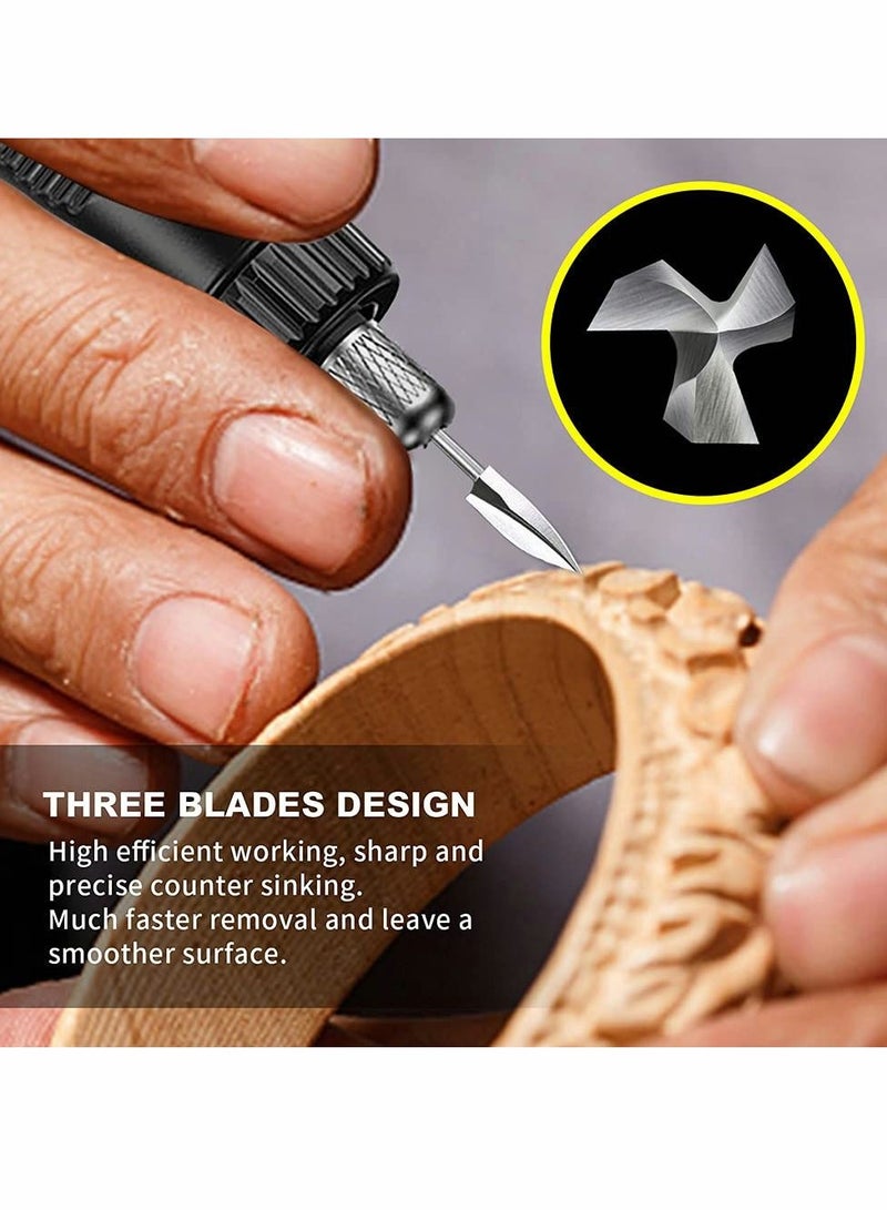 Wood Carving Drill and Tools Universal Accessories, White Steel Bit Rotary Grinding Tool for Crafts, DIY, Carving, Drilling (5 Pcs)