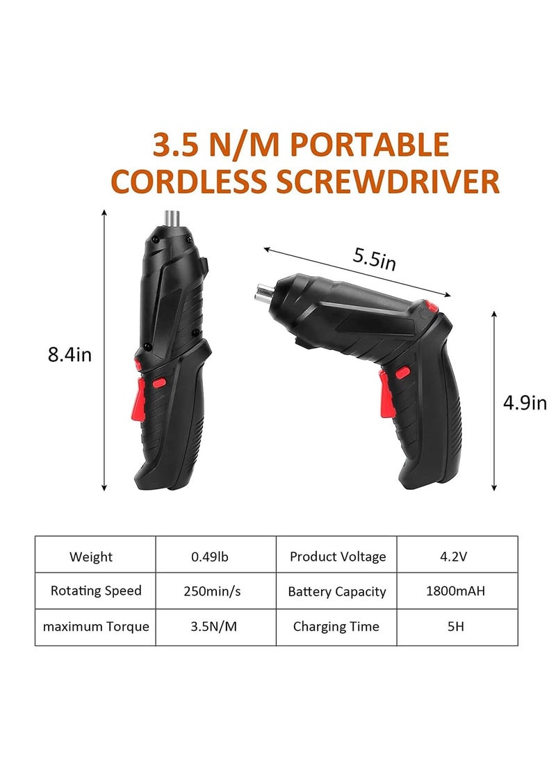 Cordless Drill Set, Rechargeable Power Screwdriver Set, With LED Lights, Suitcase, 47PCS Drill/Screwdriver Accessories, Suitable For Home and Office Manual Tools