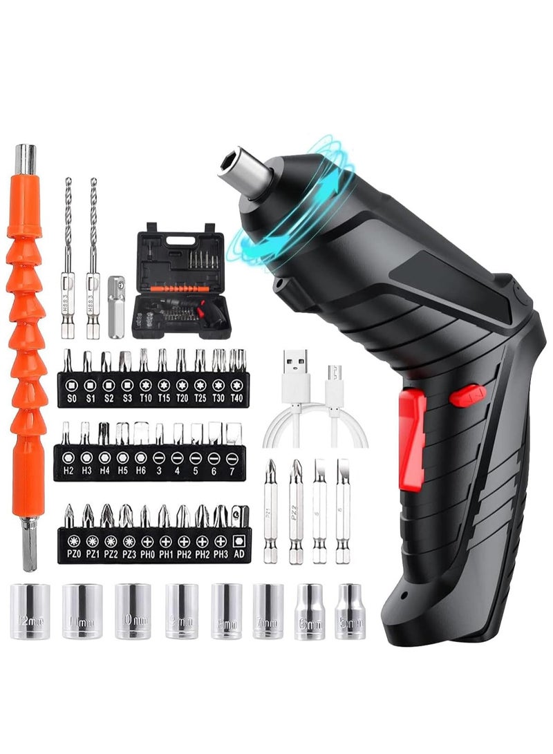 Cordless Drill Set, Rechargeable Power Screwdriver Set, With LED Lights, Suitcase, 47PCS Drill/Screwdriver Accessories, Suitable For Home and Office Manual Tools