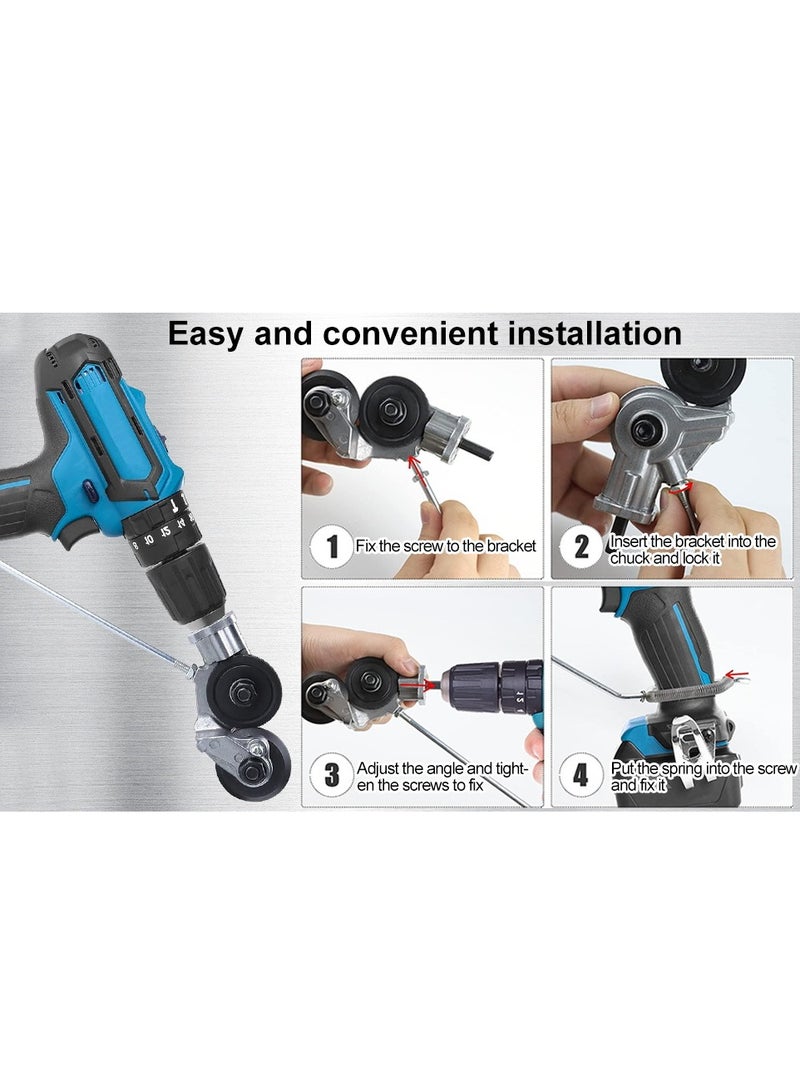 Electric Drill Plate Cutter, Metal Nibbler Drill Attachment, DIY Metal Drill Attachment, Electric Drill Plate Cutter Attachment for Cutting Iron, White Sheet, Steel, Copper, Aluminum.