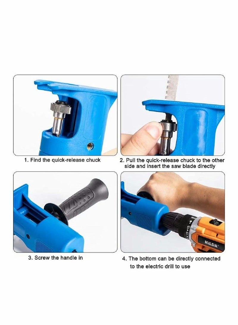 Portable Reciprocating Saw Mini Saw Electric Reciprocating Saw with 3 Saw Blades Quick Electric Drill Can Be Connected