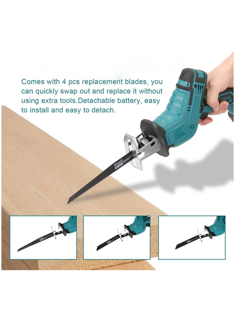 Universal 21V Power Tools Cordless Reciprocating Saw Combo Kit with 2pcs Batteries and One Charger, 4 Saw Blades for Wood/Metal/PVC Pipe Cutting