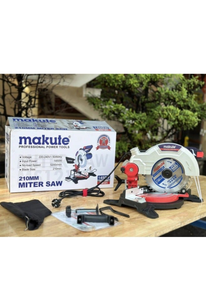 Miter Saw  1450W with 5200rpm and 25.4 Blade Size for Crown Moulding  Picture Frames  Door Frames Window Casings and more (MS121)