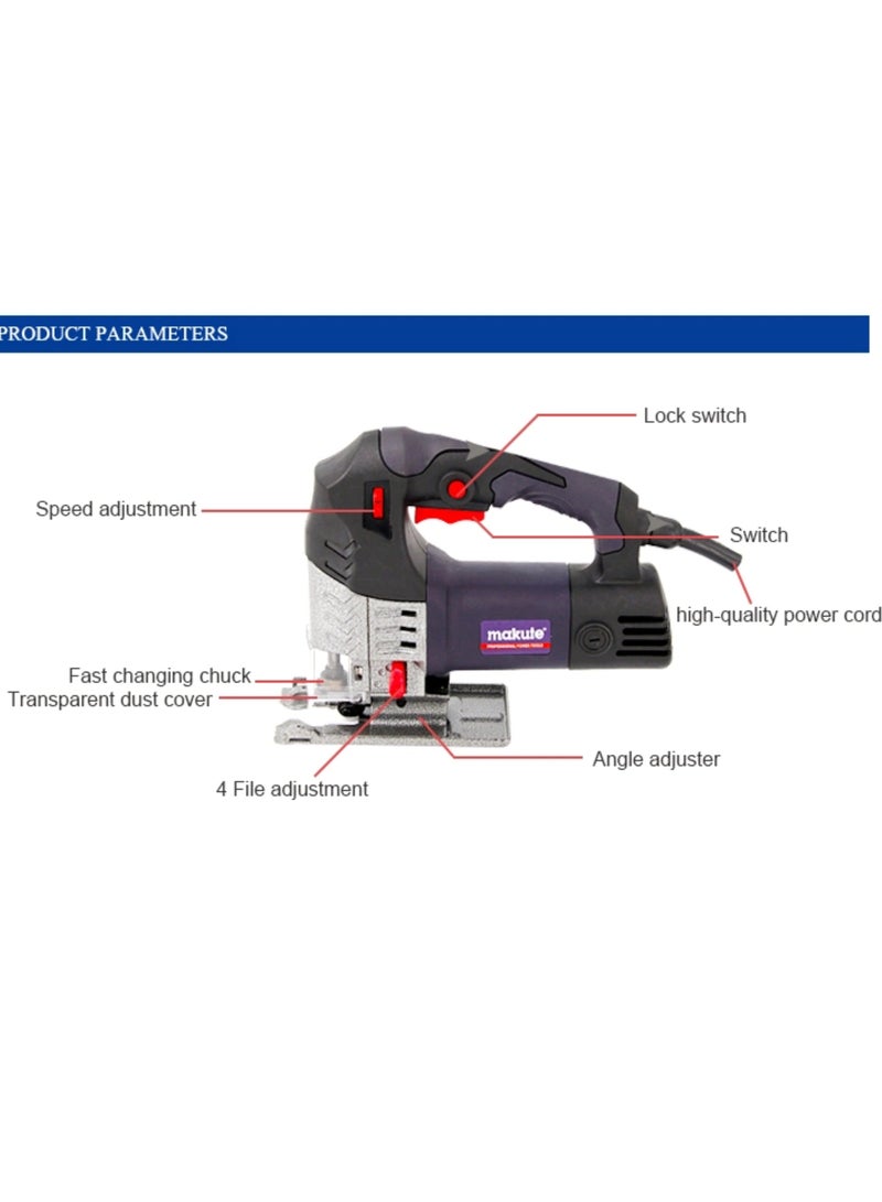 Jigsaw Cutter, 500W Power Tool with 500-3000 RPM, Dual Voltage 220V/110V, 65mm Blade Diameter, High Precision Cutting for Wood, Metal, Plastic – Ideal for DIY and Professional Use, JS015