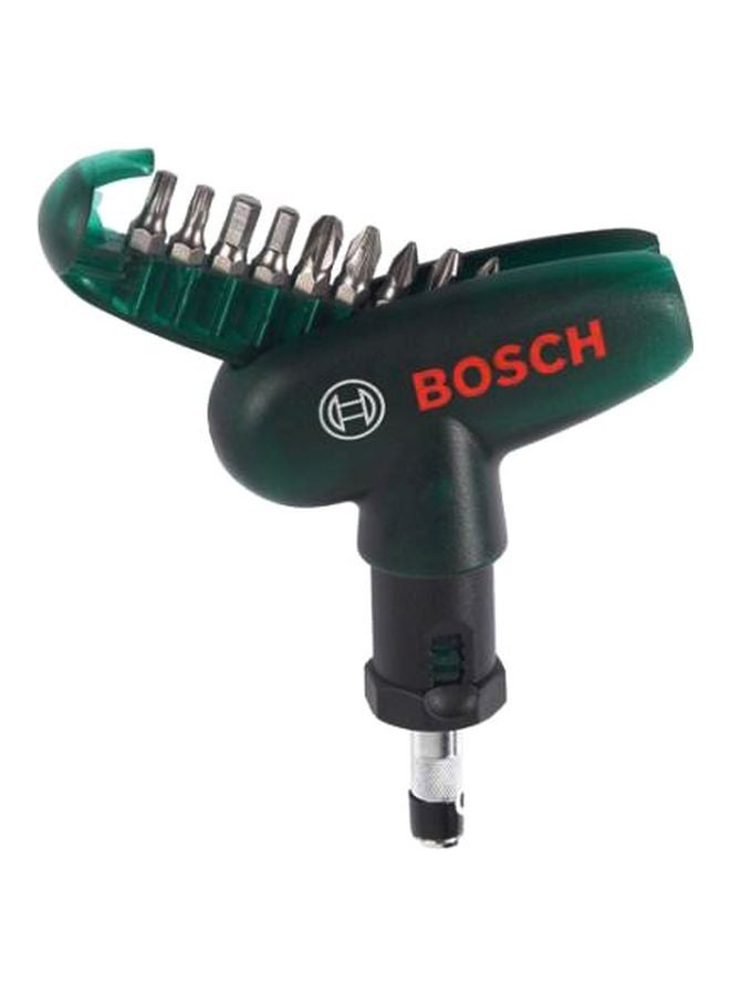 Set of 10 Manual Screw Driver Black/Green/Silver