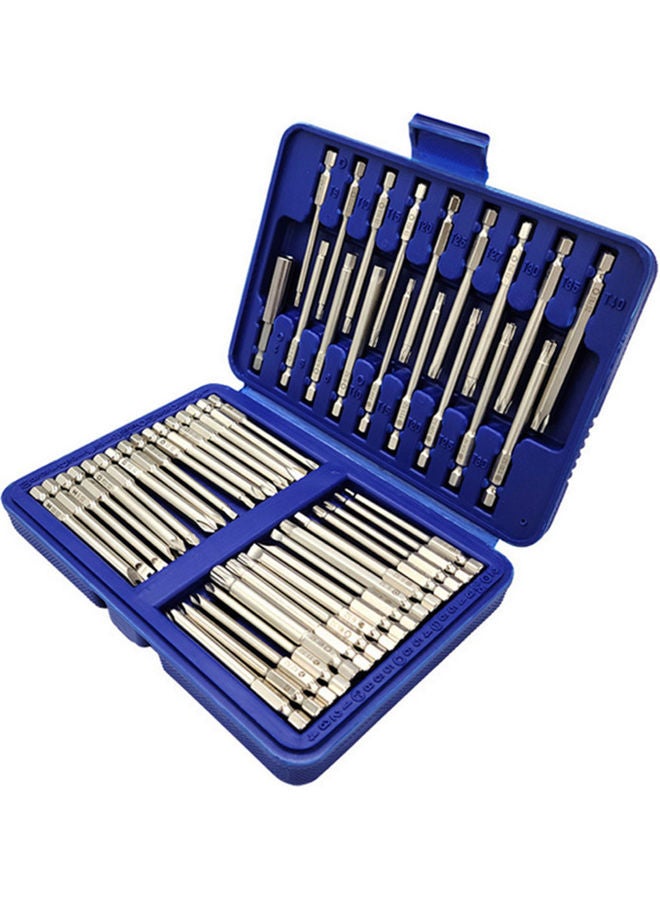 50-Piece Sandblasting Long Screwdriver Bits Set Silver 19.00X4.00X13.50cm