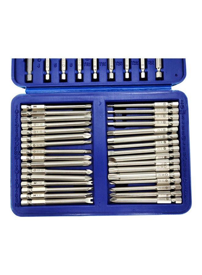 50-Piece Sandblasting Long Screwdriver Bits Set Silver 19.00X4.00X13.50cm