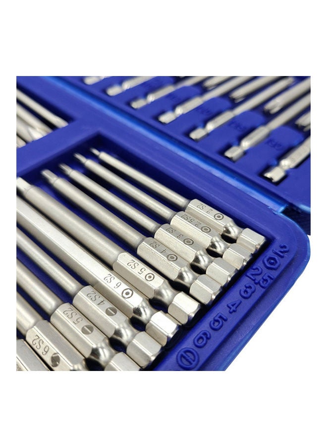 50-Piece Sandblasting Long Screwdriver Bits Set Silver 19.00X4.00X13.50cm