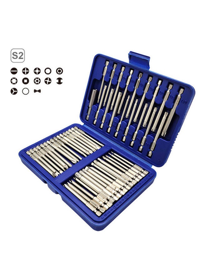 50-Piece Sandblasting Long Screwdriver Bits Set Silver 19.00X4.00X13.50cm