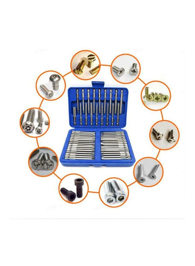 50-Piece Sandblasting Long Screwdriver Bits Set Silver 19.00X4.00X13.50cm