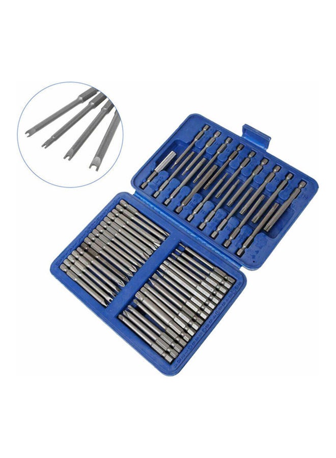 50-Piece Electroplating Long Screwdriver Bits Set Silver 19.00X4.00X13.50cm