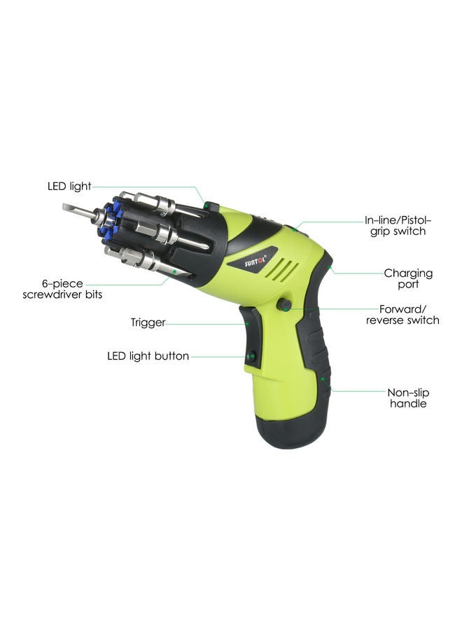 12-Piece Rechargeable Cordless Screwdriver Kit Green/Black