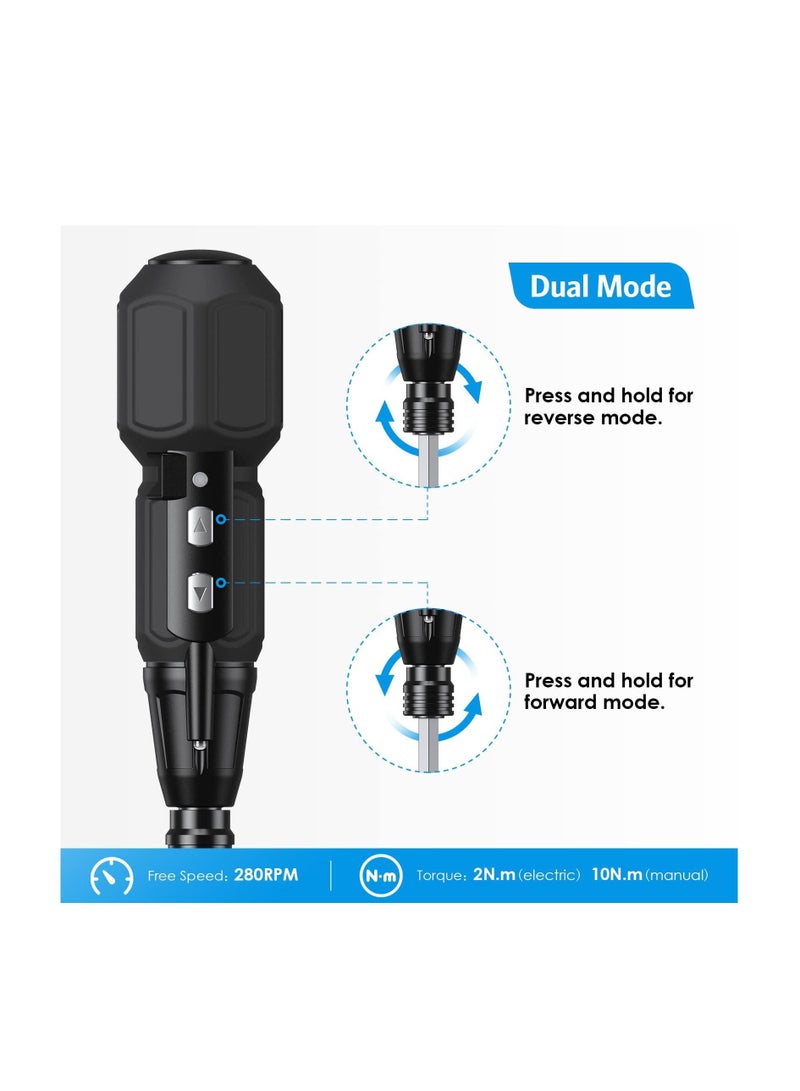 Electric Screwdriver Cordless, Rechargeable Power Screwdrivers Set, Portable Automatic Home Repair Tool Kit with LED Lights and USB Cable