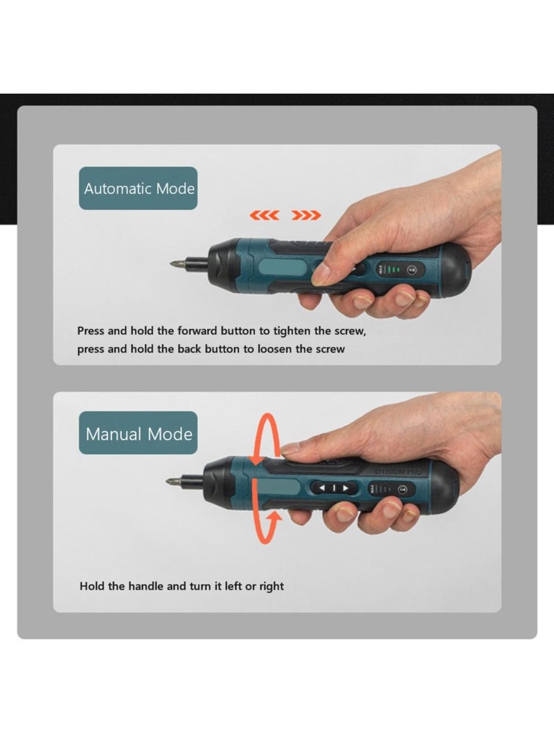 Cordless Electric Screwdriver Rechargeable 1300mAh Lithium Battery Mini Drill Power Tool Set Home Maintenance Repair (3.6V)