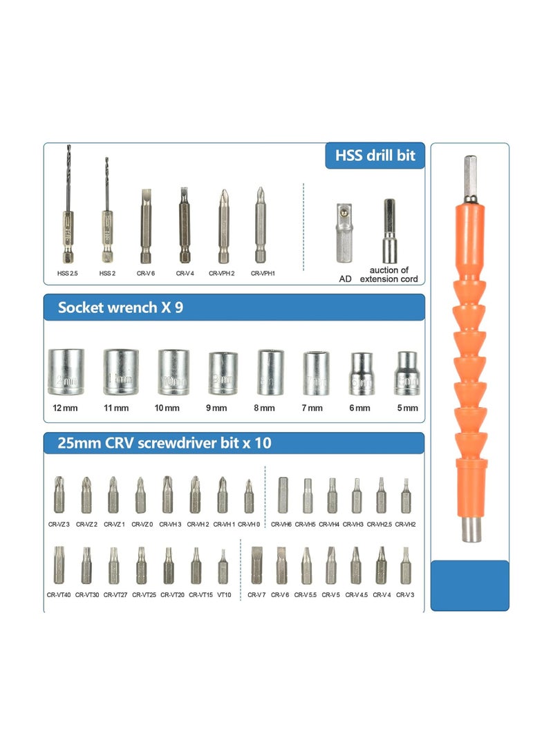 Electric Screwdriver Cordless 3N·m Max Torque Electric Screwdriver Kit with 47 Accessories 3.6V Cordless Screwdriver with USB Cable LED Light for Home Office DIY