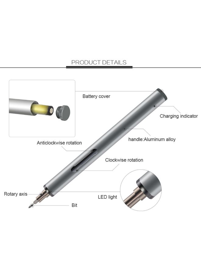 Mini Electric Screwdriver Disassembling Repair Tool Kit For Electronics Grey