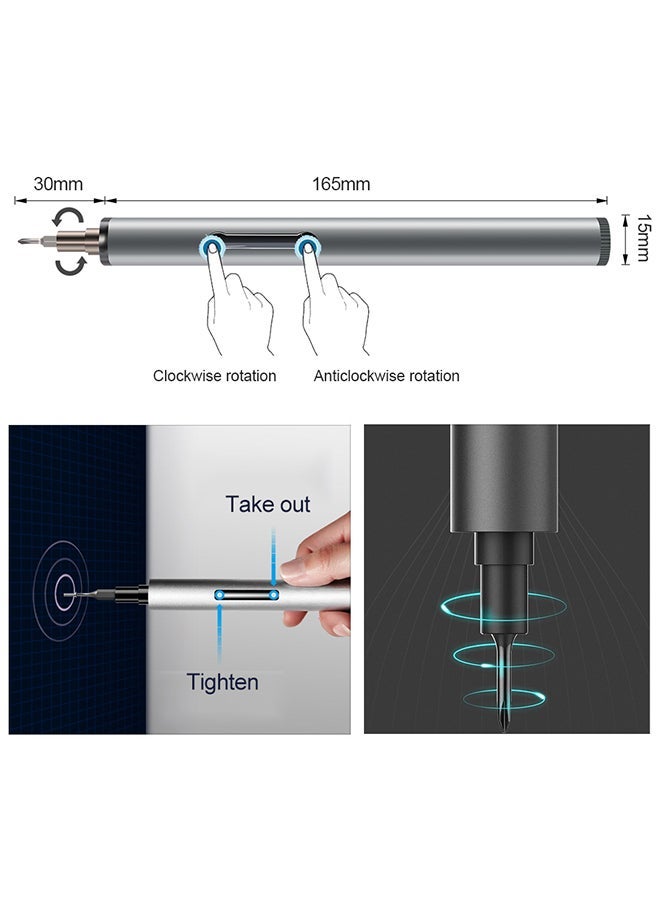 Mini Electric Screwdriver Disassembling Repair Tool Kit For Electronics Grey