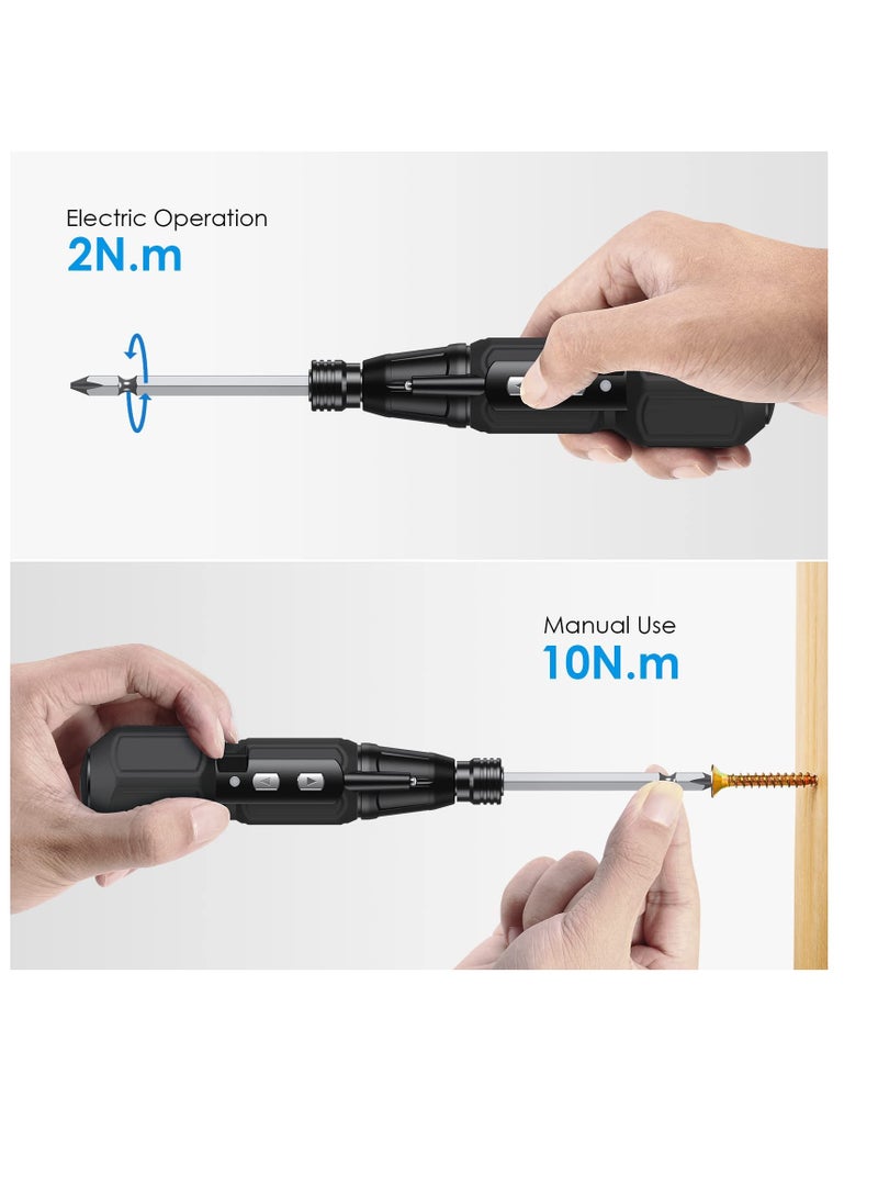 Electric Screwdriver Cordless, Rechargeable Power Screwdrivers Set, Portable Automatic Home Repair Tool Kit with LED Lights and USB Cable