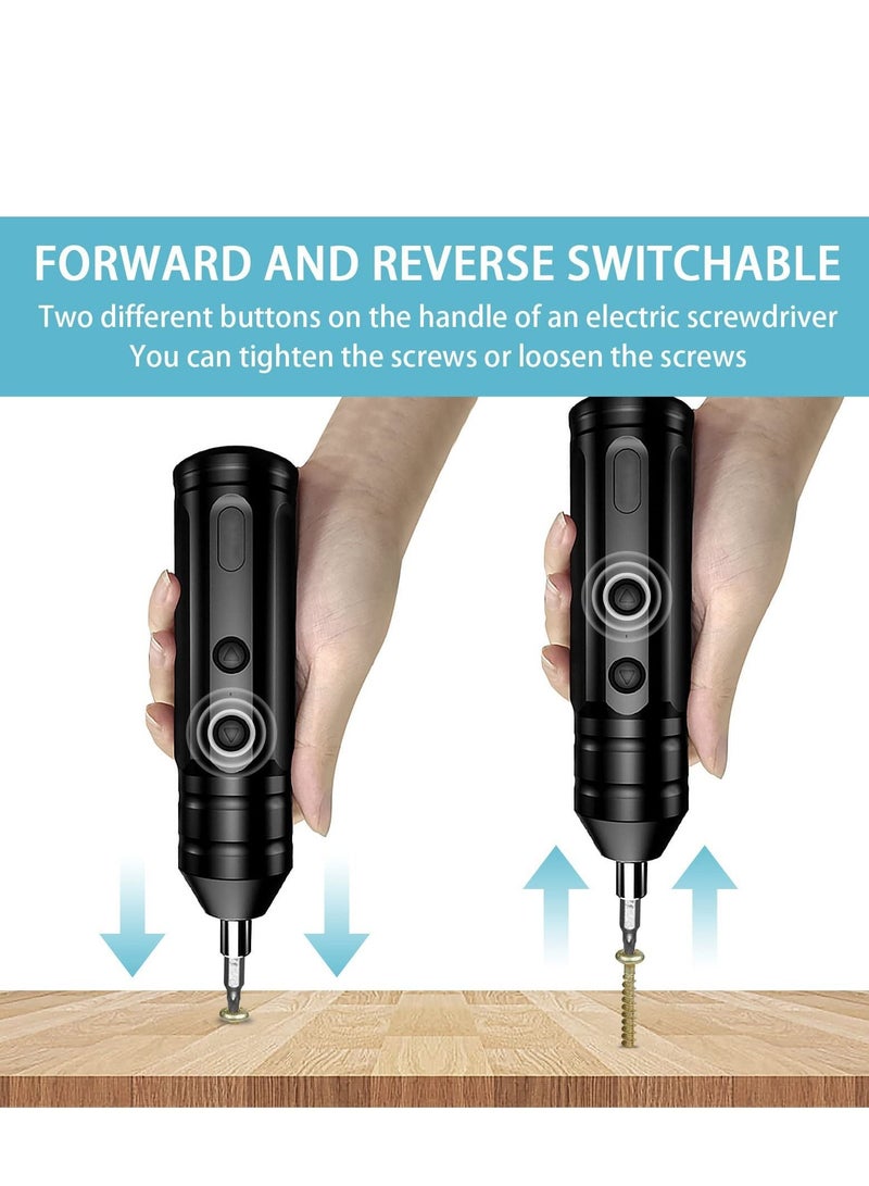 Cordless Rechargeable Screwdriver 1200mAh 3.7V Rechargeable, with 10 Magnetic Bits Electric Sets Forward and Reverse Rotate Standard