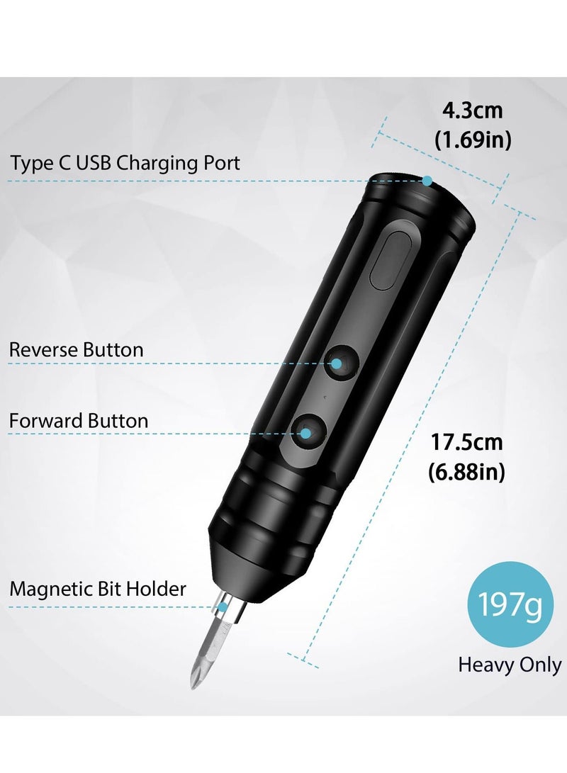 Cordless Rechargeable Screwdriver 1200mAh 3.7V Rechargeable, with 10 Magnetic Bits Electric Sets Forward and Reverse Rotate Standard