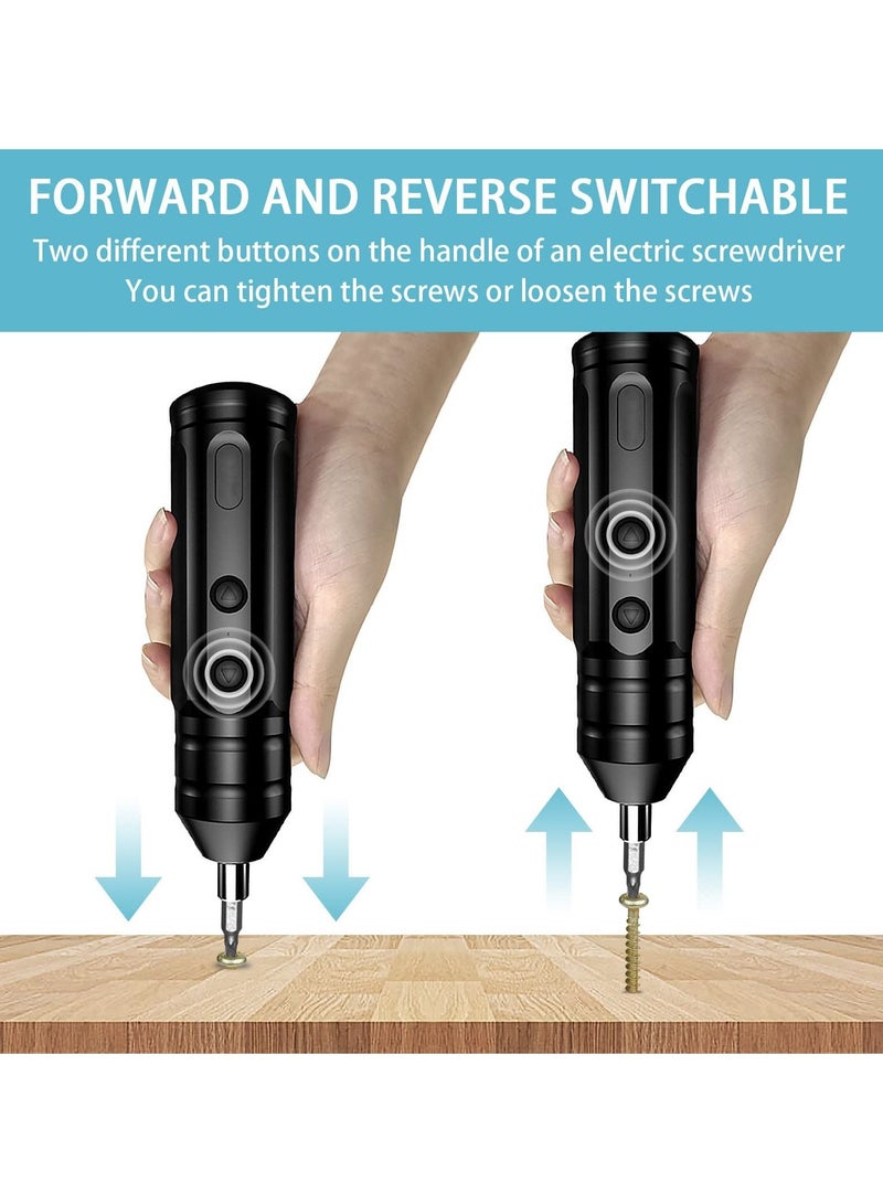 Cordless Rechargeable Screwdriver, 1200mAh 3.7V Screwdriver Rechargeable, with 10 Magnetic Bits Electric Sets, Forward and Reverse Rotate (Standard)