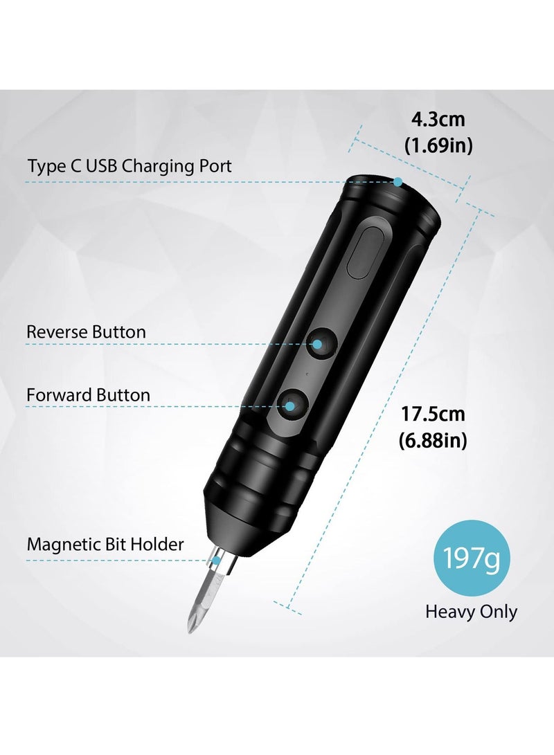 Cordless Rechargeable Screwdriver, 1200mAh 3.7V Screwdriver Rechargeable, with 10 Magnetic Bits Electric Sets, Forward and Reverse Rotate (Standard)