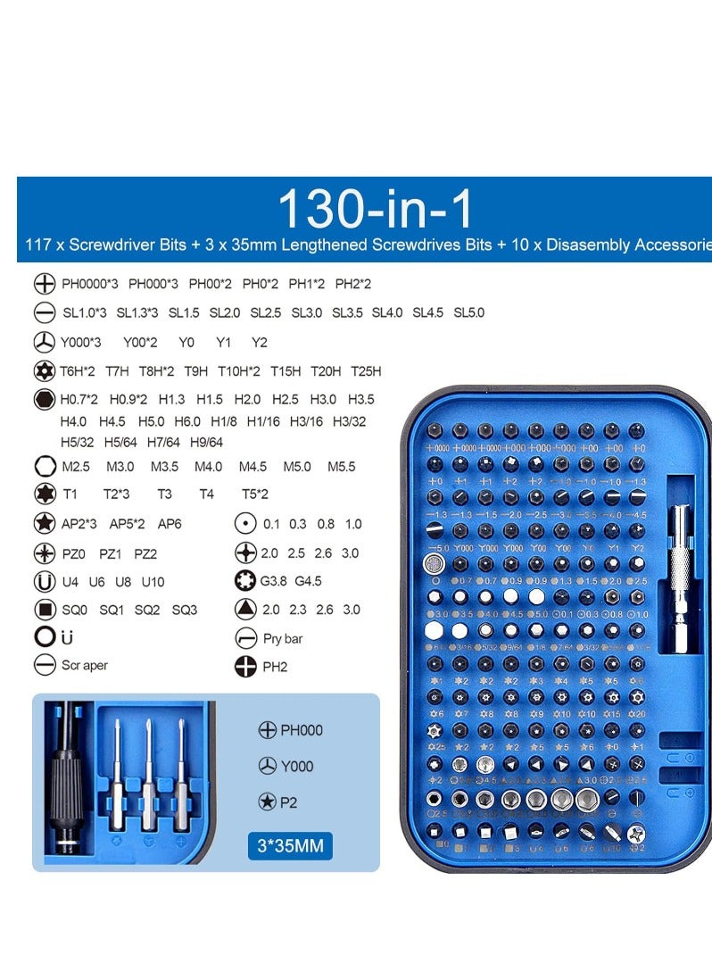 Precision Screwdriver Bit Set - 130 in 1 PC Repair Tool Kit - Magnetic Computer Electronic Screwdriver Kit for Laptop, iPhone, PS4, Switch, Eyeglass, Watch, Rc Car, Toys, DIY