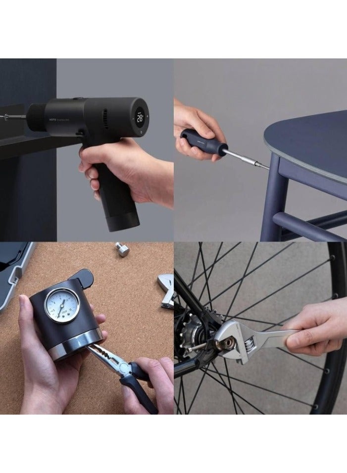 HOTO Manual Toolbox Hand Tool Set Portable Screwdriver Spanner Hammer Tape Measure Pliers Home Repair Installation Toolbox