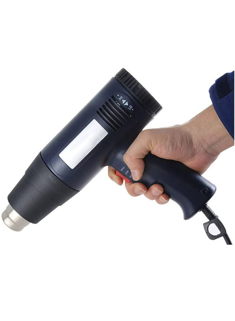 Professional Variable Temperature Control Heat Gun With Accessories For Packing Material And Home Decoration Black