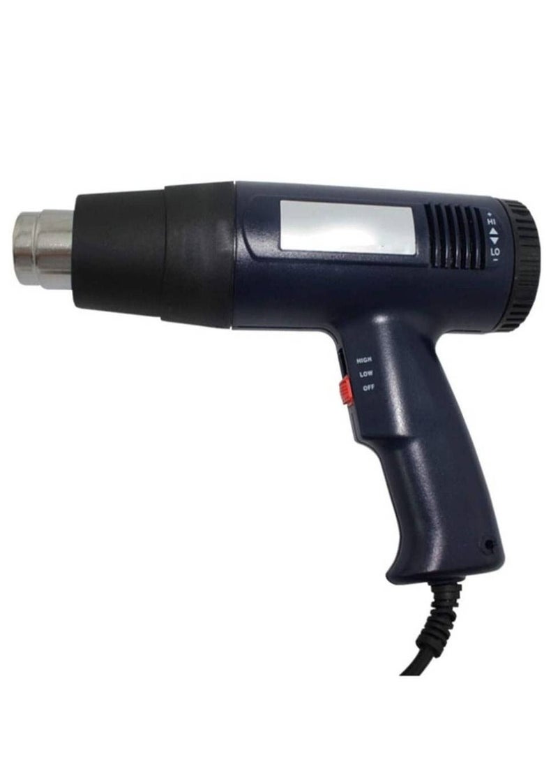 Professional Variable Temperature Control Heat Gun With Accessories For Packing Material And Home Decoration Black