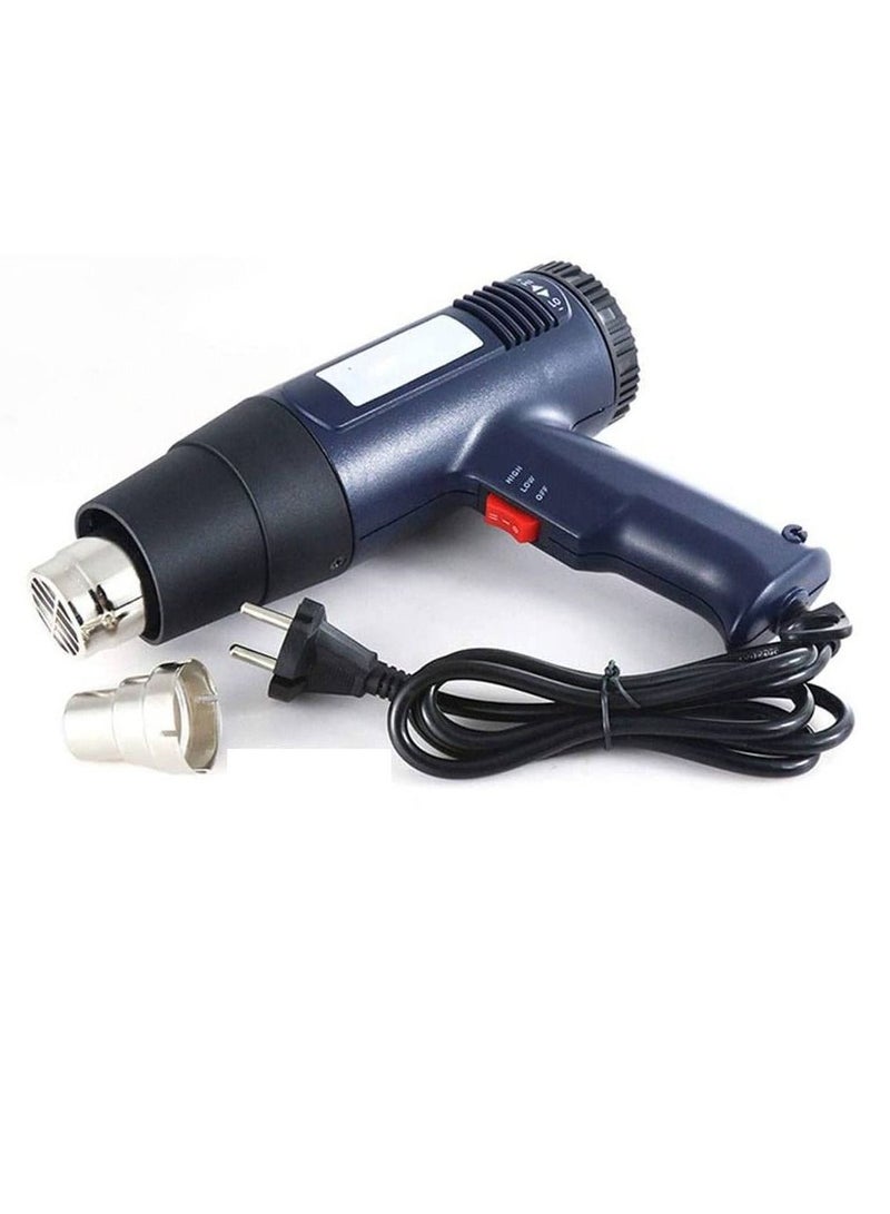 Professional Variable Temperature Control Heat Gun With Accessories For Packing Material And Home Decoration Black